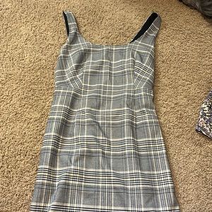 Black, yellow and white plaid dress